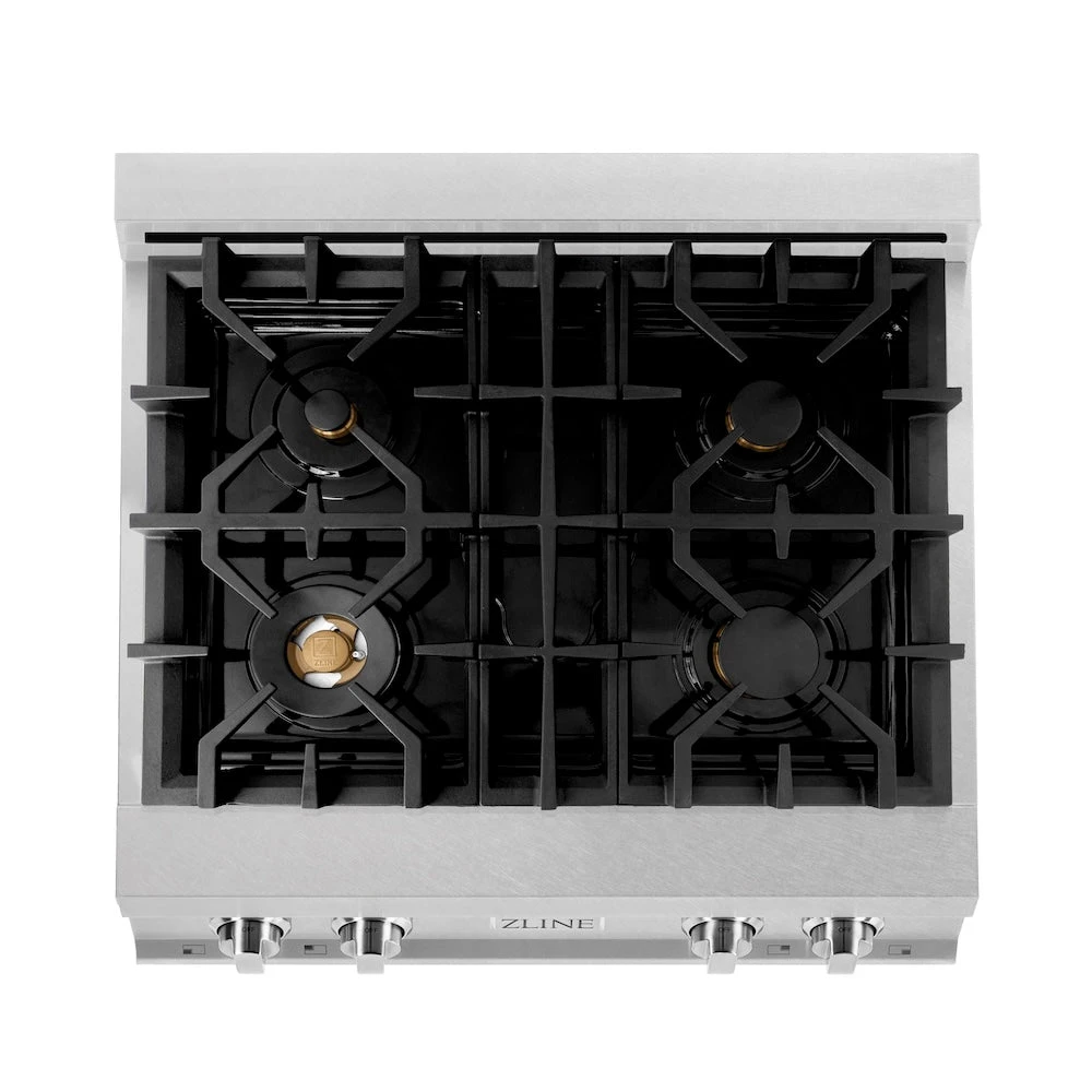 ZLINE 30 In. Legacy Gas Rangetop With 4 Brass Burners And Porcelain Cooktop In Satin Stainless Steel (RTS-BR-30)(Zline 30 Legacy Gas Rangetop Satin Stainless Steel Brass Burners Rts Br 30) 4 ZLINE 30 In. Legacy Gas Rangetop With 4 Brass Burners And Porcelain Cooktop In Satin Stainless Steel (RTS-BR-30)(Zline 30 Legacy Gas Rangetop Satin Stainless Steel Brass Burners Rts Br 30) - Image 4