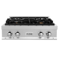 ZLINE 30 In. Legacy Gas Rangetop With 4 Brass Burners And Porcelain Cooktop In Satin Stainless Steel (RTS-BR-30)(Zline 30 Legacy Gas Rangetop Satin Stainless Steel Brass Burners Rts Br 30) 13 ZLINE 30 In. Legacy Gas Rangetop With 4 Brass Burners And Porcelain Cooktop In Satin Stainless Steel (RTS-BR-30)(Zline 30 Legacy Gas Rangetop Satin Stainless Steel Brass Burners Rts Br 30) -Induction Cooktop Store zline professional satin stainless steel gas rangetop RTS BR 30 front