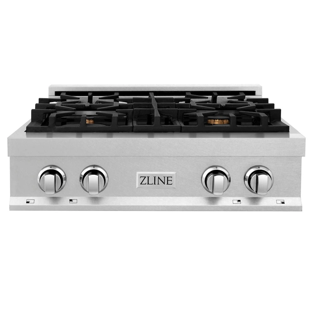 ZLINE 30 In. Legacy Gas Rangetop With 4 Brass Burners And Porcelain Cooktop In Satin Stainless Steel (RTS-BR-30)(Zline 30 Legacy Gas Rangetop Satin Stainless Steel Brass Burners Rts Br 30) 5 ZLINE 30 In. Legacy Gas Rangetop With 4 Brass Burners And Porcelain Cooktop In Satin Stainless Steel (RTS-BR-30)(Zline 30 Legacy Gas Rangetop Satin Stainless Steel Brass Burners Rts Br 30) - Image 5