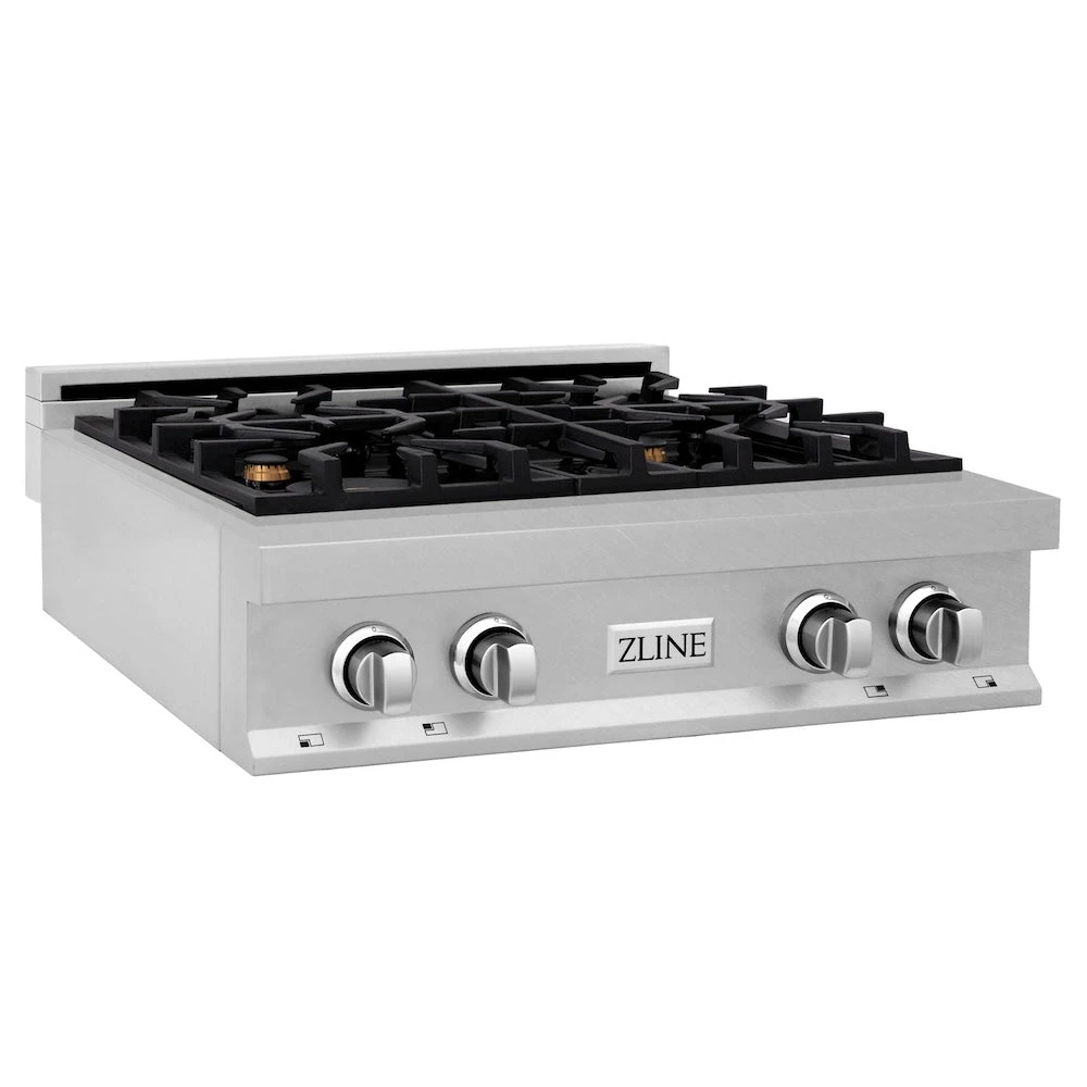 ZLINE 30 In. Legacy Gas Rangetop With 4 Brass Burners And Porcelain Cooktop In Satin Stainless Steel (RTS-BR-30)(Zline 30 Legacy Gas Rangetop Satin Stainless Steel Brass Burners Rts Br 30) 3 ZLINE 30 In. Legacy Gas Rangetop With 4 Brass Burners And Porcelain Cooktop In Satin Stainless Steel (RTS-BR-30)(Zline 30 Legacy Gas Rangetop Satin Stainless Steel Brass Burners Rts Br 30) - Image 3