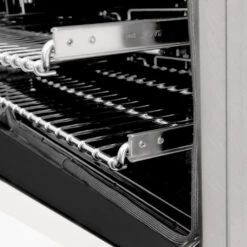 ZLINE 24 In. 2.8 Cu. Ft. Legacy Dual Fuel Range With 4 Burner Gas Cooktop And Electric Convection Oven In Satin Stainless Steel And White Matte Door (RAS-WM-24)(Zline 24 Legacy Dual Fuel Range Satin Stainless Steel White Matte Ras Wm 24) -Induction Cooktop Store zline professional satin stainless steel white matte dual fuel range RAS WM 24 detail racks side