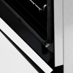 ZLINE 24 In. 2.8 Cu. Ft. Legacy Dual Fuel Range With 4 Burner Gas Cooktop And Electric Convection Oven In Satin Stainless Steel And White Matte Door (RAS-WM-24)(Zline 24 Legacy Dual Fuel Range Satin Stainless Steel White Matte Ras Wm 24) -Induction Cooktop Store zline professional satin stainless steel white matte dual fuel range RAS WM 24 door detail stay put hinges