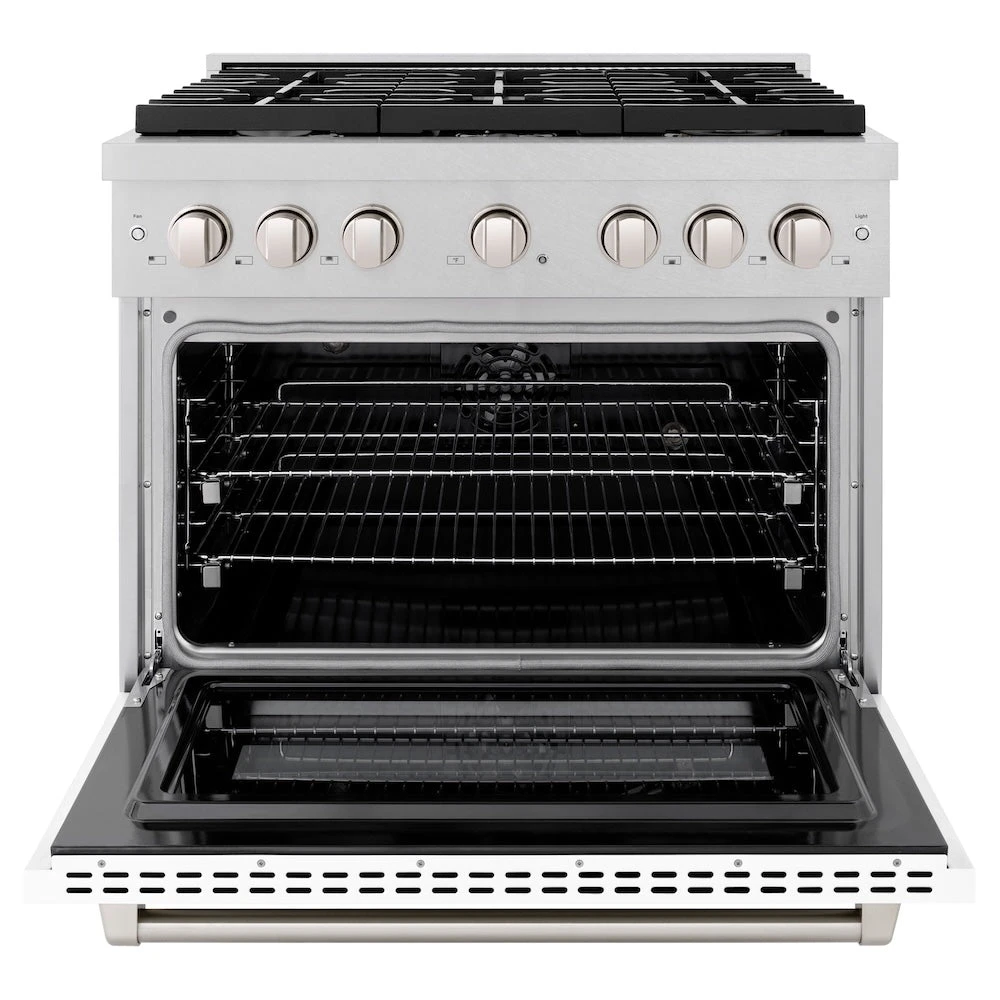ZLINE 36 In. 5.2 Cu. Ft. Paramount Dual Fuel Range With 6 Burner Gas Cooktop And Electric Convection Oven In Satin Stainless Steel With White Matte Door (SDRS-WM-36)(Zline 36 Paramount Dual Fuel Range Satin Stainless Steel White Matte Sdrs Wm 36) 3 ZLINE 36 In. 5.2 Cu. Ft. Paramount Dual Fuel Range With 6 Burner Gas Cooktop And Electric Convection Oven In Satin Stainless Steel With White Matte Door (SDRS-WM-36)(Zline 36 Paramount Dual Fuel Range Satin Stainless Steel White Matte Sdrs Wm 36) - Image 3