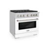 ZLINE 36 In. 5.2 Cu. Ft. Paramount Dual Fuel Range With 6 Burner Gas Cooktop And Electric Convection Oven In Satin Stainless Steel With White Matte Door (SDRS-WM-36)(Zline 36 Paramount Dual Fuel Range Satin Stainless Steel White Matte Sdrs Wm 36)