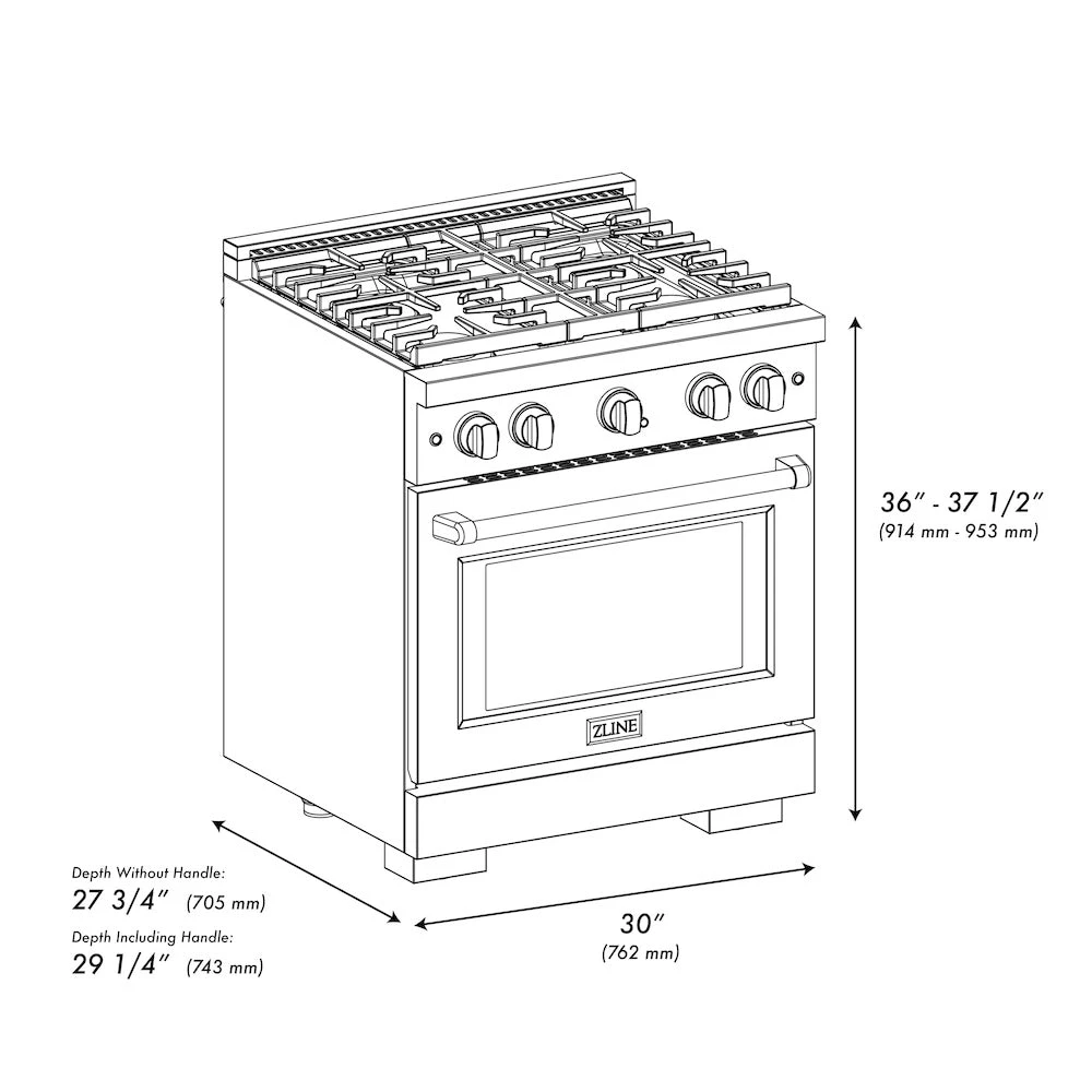 ZLINE 30 In. 4.2 Cu. Ft. Paramount Gas Range With 4 Burner Cooktop And Convection Gas Oven In Satin Stainless Steel With White Matte Door (SGRS-WM-30)(Zline 30 Paramount Gas Range Satin Stainless Steel White Matte Sgrs Wm 30) 9 ZLINE 30 In. 4.2 Cu. Ft. Paramount Gas Range With 4 Burner Cooktop And Convection Gas Oven In Satin Stainless Steel With White Matte Door (SGRS-WM-30)(Zline 30 Paramount Gas Range Satin Stainless Steel White Matte Sgrs Wm 30) - Image 9