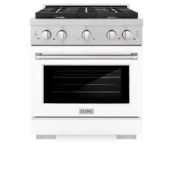 ZLINE 30 In. 4.2 Cu. Ft. Paramount Gas Range With 4 Burner Cooktop And Convection Gas Oven In Satin Stainless Steel With White Matte Door (SGRS-WM-30)(Zline 30 Paramount Gas Range Satin Stainless Steel White Matte Sgrs Wm 30) 14 ZLINE 30 In. 4.2 Cu. Ft. Paramount Gas Range With 4 Burner Cooktop And Convection Gas Oven In Satin Stainless Steel With White Matte Door (SGRS-WM-30)(Zline 30 Paramount Gas Range Satin Stainless Steel White Matte Sgrs Wm 30) -Induction Cooktop Store zline professional satin stainless steel white matte gas range SGRS WM 30 front