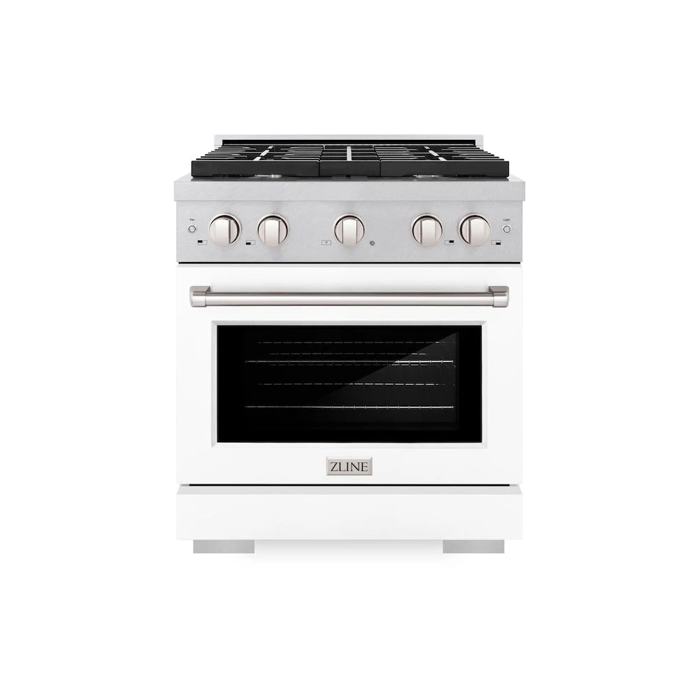 ZLINE 30 In. 4.2 Cu. Ft. Paramount Gas Range With 4 Burner Cooktop And Convection Gas Oven In Satin Stainless Steel With White Matte Door (SGRS-WM-30)(Zline 30 Paramount Gas Range Satin Stainless Steel White Matte Sgrs Wm 30) 2 ZLINE 30 In. 4.2 Cu. Ft. Paramount Gas Range With 4 Burner Cooktop And Convection Gas Oven In Satin Stainless Steel With White Matte Door (SGRS-WM-30)(Zline 30 Paramount Gas Range Satin Stainless Steel White Matte Sgrs Wm 30) - Image 2
