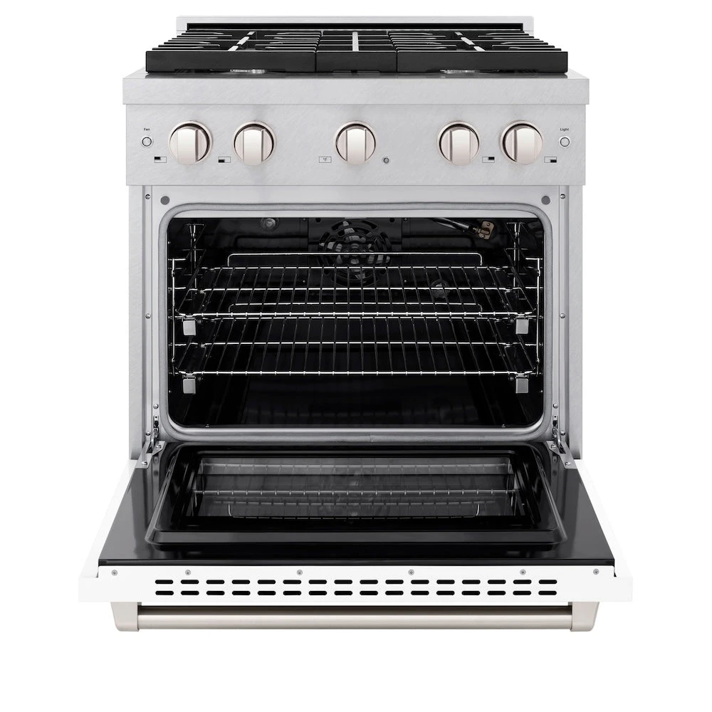 ZLINE 30 In. 4.2 Cu. Ft. Paramount Gas Range With 4 Burner Cooktop And Convection Gas Oven In Satin Stainless Steel With White Matte Door (SGRS-WM-30)(Zline 30 Paramount Gas Range Satin Stainless Steel White Matte Sgrs Wm 30) 3 ZLINE 30 In. 4.2 Cu. Ft. Paramount Gas Range With 4 Burner Cooktop And Convection Gas Oven In Satin Stainless Steel With White Matte Door (SGRS-WM-30)(Zline 30 Paramount Gas Range Satin Stainless Steel White Matte Sgrs Wm 30) - Image 3