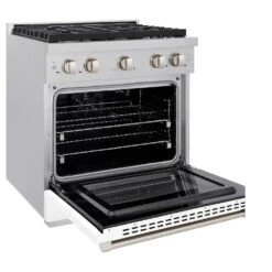 ZLINE 30 In. 4.2 Cu. Ft. Paramount Gas Range With 4 Burner Cooktop And Convection Gas Oven In Satin Stainless Steel With White Matte Door (SGRS-WM-30)(Zline 30 Paramount Gas Range Satin Stainless Steel White Matte Sgrs Wm 30) 16 ZLINE 30 In. 4.2 Cu. Ft. Paramount Gas Range With 4 Burner Cooktop And Convection Gas Oven In Satin Stainless Steel With White Matte Door (SGRS-WM-30)(Zline 30 Paramount Gas Range Satin Stainless Steel White Matte Sgrs Wm 30) -Induction Cooktop Store zline professional satin stainless steel white matte gas range SGRS WM 30 main open
