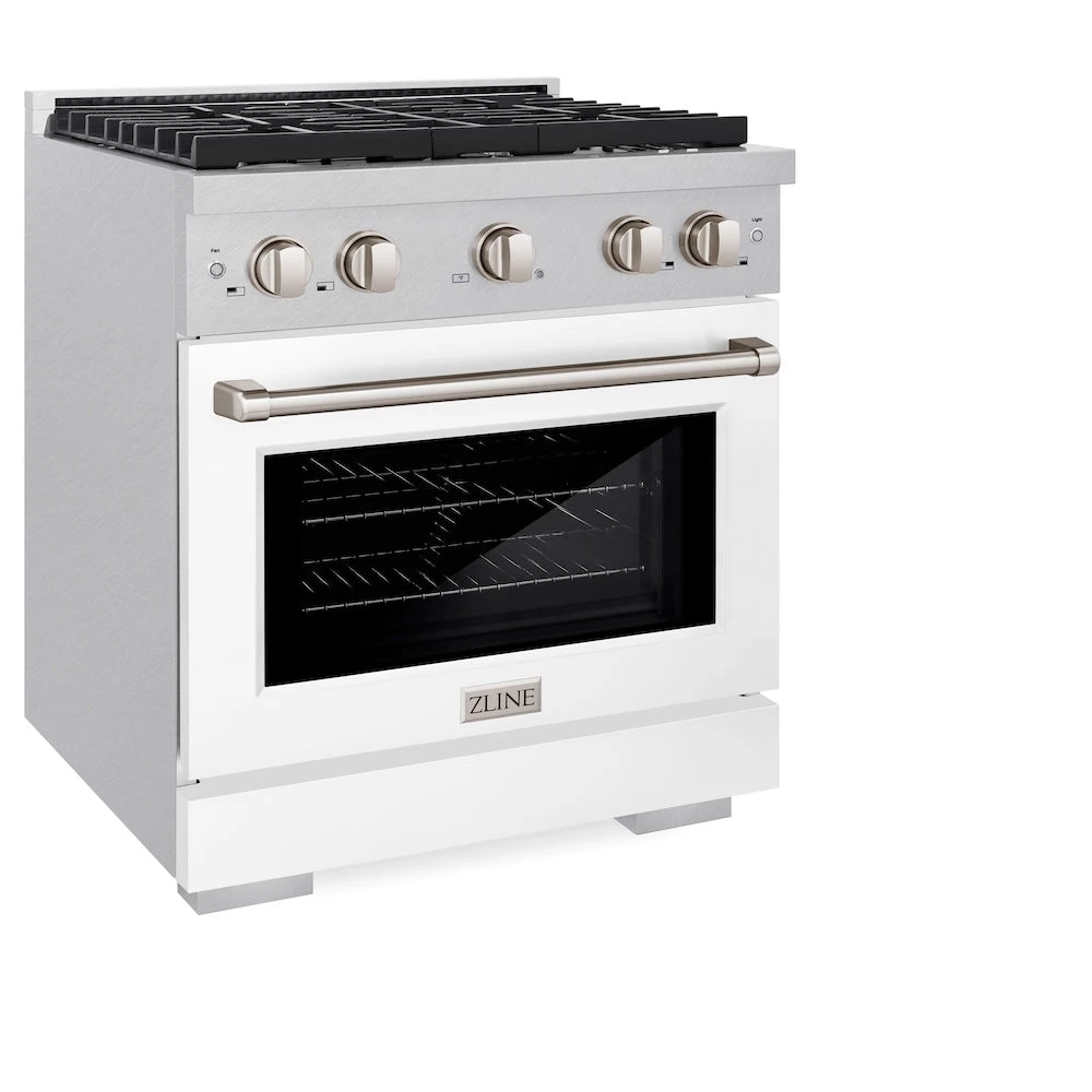ZLINE 30 In. 4.2 Cu. Ft. Paramount Gas Range With 4 Burner Cooktop And Convection Gas Oven In Satin Stainless Steel With White Matte Door (SGRS-WM-30)(Zline 30 Paramount Gas Range Satin Stainless Steel White Matte Sgrs Wm 30) 5 ZLINE 30 In. 4.2 Cu. Ft. Paramount Gas Range With 4 Burner Cooktop And Convection Gas Oven In Satin Stainless Steel With White Matte Door (SGRS-WM-30)(Zline 30 Paramount Gas Range Satin Stainless Steel White Matte Sgrs Wm 30) - Image 5