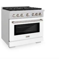 ZLINE 36 In. 5.2 Cu. Ft. Paramount Gas Range With 6 Burner Cooktop And Convection Gas Oven In Satin Stainless Steel With White Matte Door (SGRS-WM-36)(Zline 36 Paramount Gas Range Satin Stainless Steel White Matte Sgrs Wm 36) -Induction Cooktop Store zline professional satin stainless steel white matte gas range SGRS WM 36 main