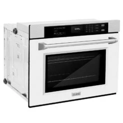 ZLINE 30 In. Professional True Convection Single Wall Oven With Air Fry And Self Clean In Satin Stainless Steel With White Matte Door (WASS-WM-30)(Zline 30 Wall Oven Satin Stainless Steel White Matte Wass Wm 30) 25 ZLINE 30 In. Professional True Convection Single Wall Oven With Air Fry And Self Clean In Satin Stainless Steel With White Matte Door (WASS-WM-30)(Zline 30 Wall Oven Satin Stainless Steel White Matte Wass Wm 30) -Induction Cooktop Store zline professional satin stainless steel white matte wall oven WASS WM 30 side hero