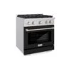 ZLINE 30 In. 4.2 Cu. Ft. Paramount Dual Fuel Range With 4 Burner Gas Cooktop And Electric Convection Oven In Stainless Steel With Black Matte Door (SDR-BLM-30)(Zline 30 Paramount Dual Fuel Range Stainless Steel Black Matte Sdr Blm 30)