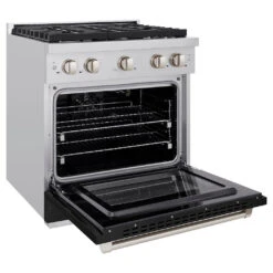 ZLINE 30 In. 4.2 Cu. Ft. Paramount Gas Range With 4 Burner Gas Cooktop And Convection Gas Oven In Stainless Steel With Black Matte Door (SGR-BLM-30)(Zline 30 Paramount Gas Range Stainless Steel Black Matte Sgr Blm 30) -Induction Cooktop Store zline professional stainless steel black matte gas range SGR BLM 30 main opencopy