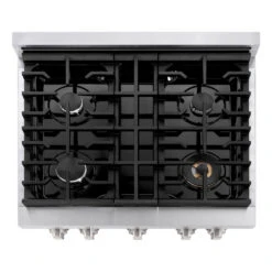 ZLINE 30 In. 4.2 Cu. Ft. Paramount Gas Range With 4 Burner Gas Cooktop And Convection Gas Oven In Stainless Steel With Black Matte Door (SGR-BLM-30)(Zline 30 Paramount Gas Range Stainless Steel Black Matte Sgr Blm 30) -Induction Cooktop Store zline professional stainless steel black matte gas range SGR BLM 30 top down