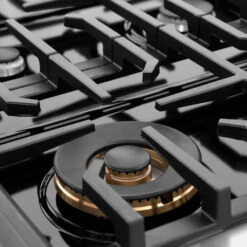 ZLINE 36 In. 5.2 Cu. Ft. Paramount Gas Range With 6 Burner Cooktop And Convection Gas Oven In Stainless Steel With Black Matte Door (SGR-BLM-36)(Zline 36 Paramount Gas Range Stainless Steel Black Matte Sgr Blm 36) -Induction Cooktop Store zline professional stainless steel black matte gas range SGR BLM 36 burner detailcopy