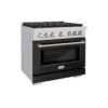 ZLINE 36 In. 5.2 Cu. Ft. Paramount Gas Range With 6 Burner Cooktop And Convection Gas Oven In Stainless Steel With Black Matte Door (SGR-BLM-36)(Zline 36 Paramount Gas Range Stainless Steel Black Matte Sgr Blm 36)