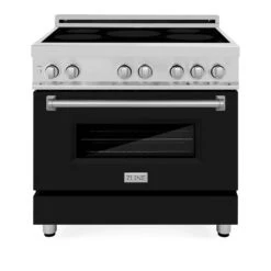ZLINE 36 In. 4.6 Cu. Ft. Legacy Induction Range With 5 Element Cooktop And Electric Oven In Stainless Steel And Black Matte Door (RAIND-BLM-36)(Zline 36 Induction Range Stainless Steel Black Matte Raind Blm 36) -Induction Cooktop Store zline professional stainless steel black matte induction range RAIND BLM 36 front