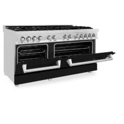 ZLINE 60 In. 7.4 Cu. Ft. Legacy Dual Fuel Range With 9 Burner Gas Cooktop And 2 Electric Convection Ovens In Stainless Steel And Black Matte Doors (RA-BLM-60)(Zline 60 Legacy Dual Fuel Range Stainless Steel Black Matte Ra Blm 60) 31 ZLINE 60 In. 7.4 Cu. Ft. Legacy Dual Fuel Range With 9 Burner Gas Cooktop And 2 Electric Convection Ovens In Stainless Steel And Black Matte Doors (RA-BLM-60)(Zline 60 Legacy Dual Fuel Range Stainless Steel Black Matte Ra Blm 60) -Induction Cooktop Store zline professional stainless steel dual fuel range RA BLM 60 half open abb97752 e7e6 4c46 ab45 372fd8f36541
