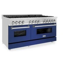 ZLINE 60 In. 7.4 Cu. Ft. Legacy Dual Fuel Range With 9 Burner Gas Cooktop And 2 Electric Convection Ovens In Stainless Steel And Blue Matte Doors (RA-BM-60)(Zline 60 Legacy Dual Fuel Range Stainless Steel Blue Matte Ra Bm 60) -Induction Cooktop Store zline professional stainless steel dual fuel range RA BM 60 main 5c5cbd74 f36b 4ce9 ac4d 14b762fac9e8