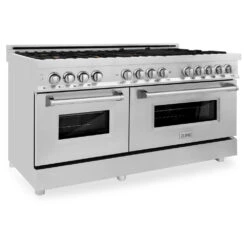 ZLINE 60 In. 7.4 Cu. Ft. Legacy Dual Fuel Range With Gas Cooktop And 2 Electric Convection Ovens In Stainless Steel With 8 Brass Burners (RA-BR-60)(Zline 60 Legacy Dual Fuel Range Stainless Steel Brass Burners Ra Br 60)
