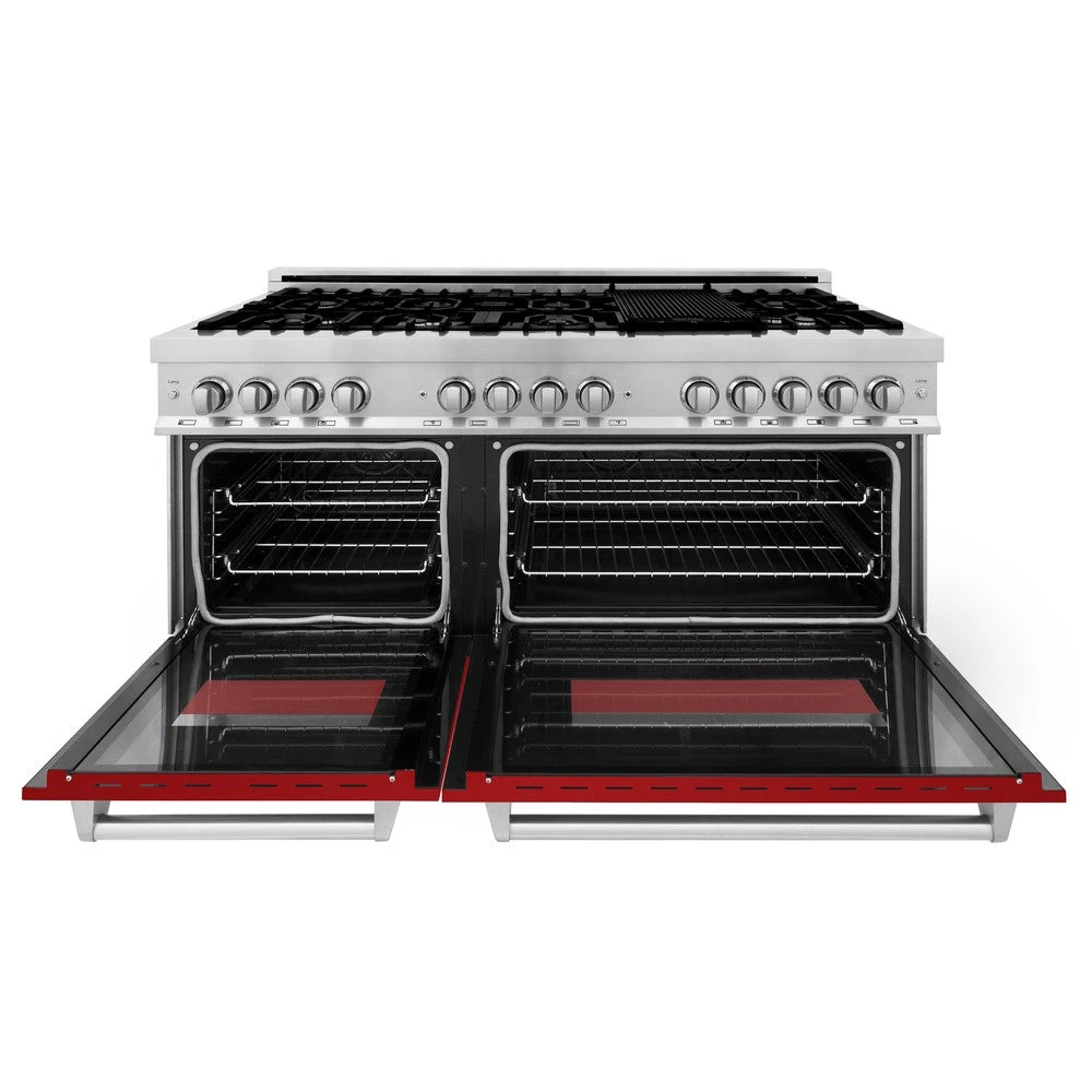 ZLINE 60 In. 7.4 Cu. Ft. Legacy Dual Fuel Range With 9 Burner Gas Cooktop And 2 Electric Convection Ovens In Stainless Steel And Red Gloss Doors (RA-RG-60)(Zline 60 Legacy Dual Fuel Range Stainless Steel Red Gloss Ra Rg 60) 5 ZLINE 60 In. 7.4 Cu. Ft. Legacy Dual Fuel Range With 9 Burner Gas Cooktop And 2 Electric Convection Ovens In Stainless Steel And Red Gloss Doors (RA-RG-60)(Zline 60 Legacy Dual Fuel Range Stainless Steel Red Gloss Ra Rg 60) - Image 5