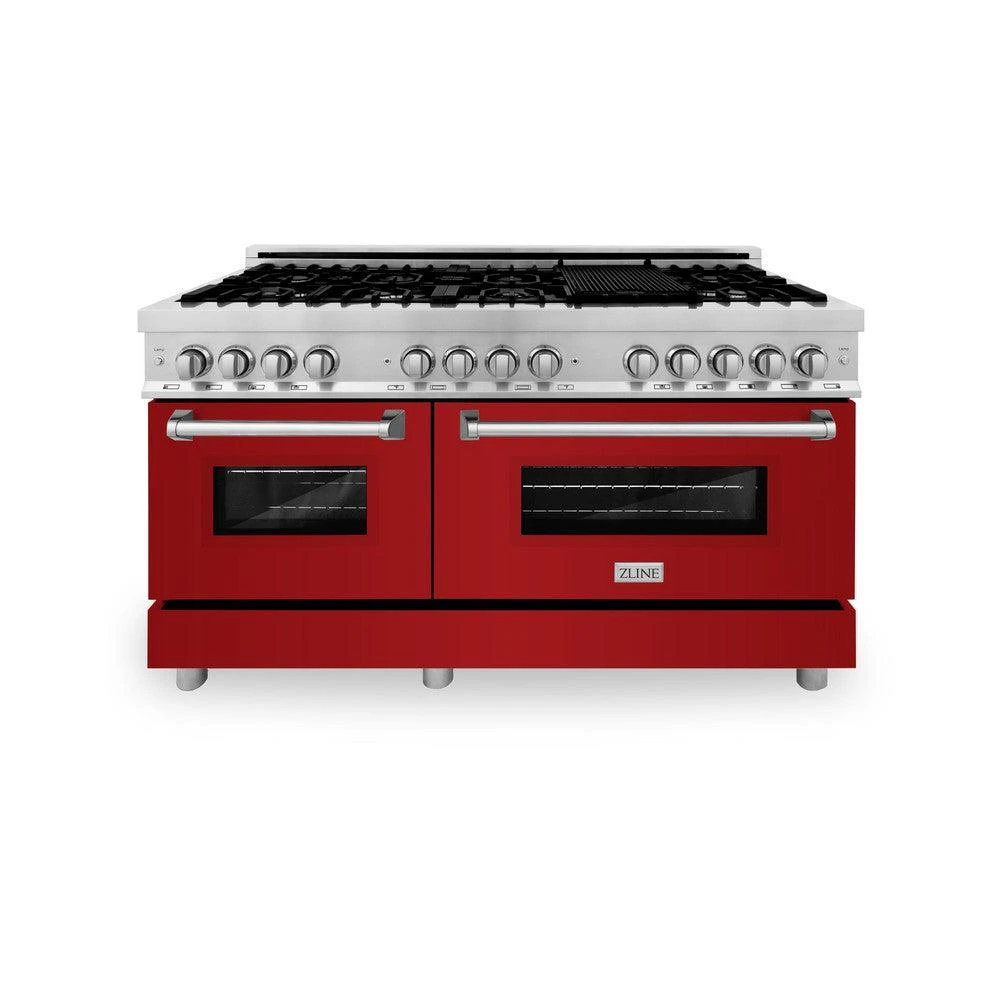 ZLINE 60 In. 7.4 Cu. Ft. Legacy Dual Fuel Range With 9 Burner Gas Cooktop And 2 Electric Convection Ovens In Stainless Steel And Red Gloss Doors (RA-RG-60)(Zline 60 Legacy Dual Fuel Range Stainless Steel Red Gloss Ra Rg 60) 3 ZLINE 60 In. 7.4 Cu. Ft. Legacy Dual Fuel Range With 9 Burner Gas Cooktop And 2 Electric Convection Ovens In Stainless Steel And Red Gloss Doors (RA-RG-60)(Zline 60 Legacy Dual Fuel Range Stainless Steel Red Gloss Ra Rg 60) - Image 3