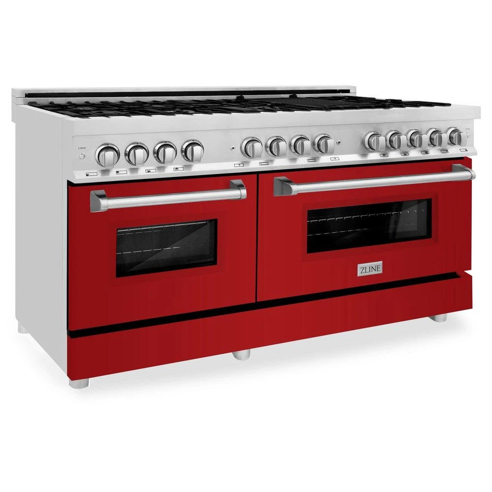 ZLINE 60 In. 7.4 Cu. Ft. Legacy Dual Fuel Range With 9 Burner Gas Cooktop And 2 Electric Convection Ovens In Stainless Steel And Red Gloss Doors (RA-RG-60)(Zline 60 Legacy Dual Fuel Range Stainless Steel Red Gloss Ra Rg 60) 1 ZLINE 60 In. 7.4 Cu. Ft. Legacy Dual Fuel Range With 9 Burner Gas Cooktop And 2 Electric Convection Ovens In Stainless Steel And Red Gloss Doors (RA-RG-60)(Zline 60 Legacy Dual Fuel Range Stainless Steel Red Gloss Ra Rg 60)
