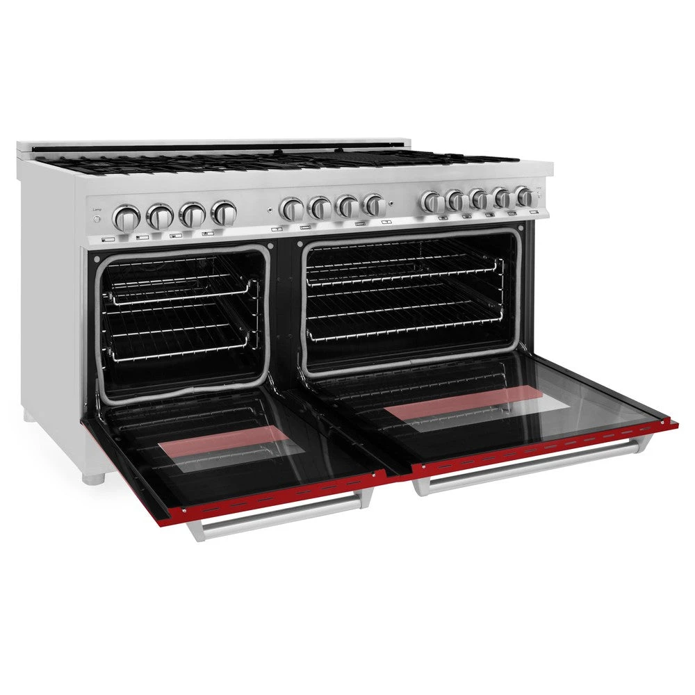 ZLINE 60 In. 7.4 Cu. Ft. Legacy Dual Fuel Range With 9 Burner Gas Cooktop And 2 Electric Convection Ovens In Stainless Steel And Red Gloss Doors (RA-RG-60)(Zline 60 Legacy Dual Fuel Range Stainless Steel Red Gloss Ra Rg 60) 8 ZLINE 60 In. 7.4 Cu. Ft. Legacy Dual Fuel Range With 9 Burner Gas Cooktop And 2 Electric Convection Ovens In Stainless Steel And Red Gloss Doors (RA-RG-60)(Zline 60 Legacy Dual Fuel Range Stainless Steel Red Gloss Ra Rg 60) - Image 8