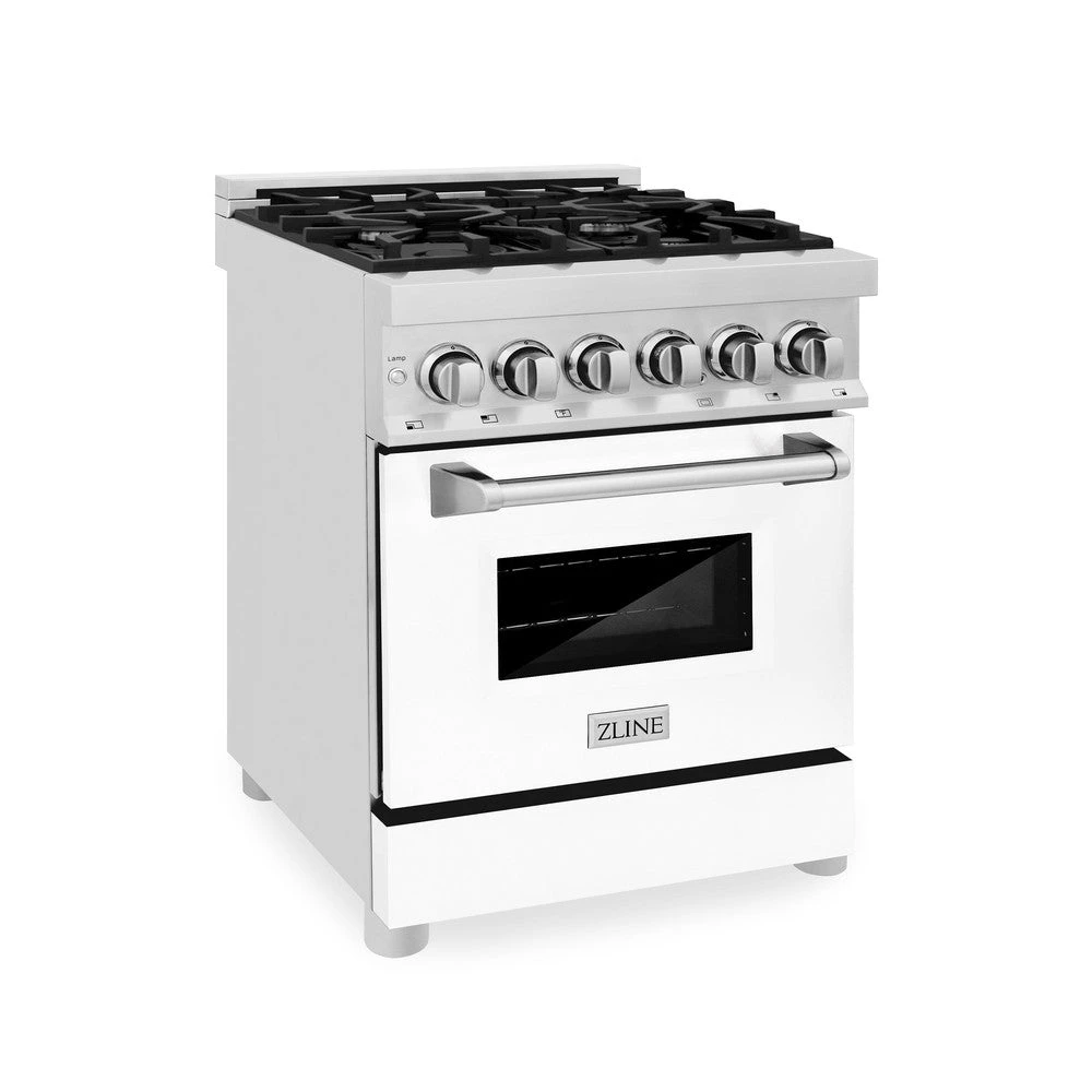 ZLINE 24 In. 2.8 Cu. Ft. Legacy Dual Fuel Range With 4 Burner Gas Cooktop And Electric Convection Oven In Stainless Steel And White Matte Door (RA-WM-24)(Zline 24 Legacy Dual Fuel Range Stainless Steel White Matte Ra Wm 24) 1 ZLINE 24 In. 2.8 Cu. Ft. Legacy Dual Fuel Range With 4 Burner Gas Cooktop And Electric Convection Oven In Stainless Steel And White Matte Door (RA-WM-24)(Zline 24 Legacy Dual Fuel Range Stainless Steel White Matte Ra Wm 24)