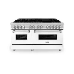 ZLINE 60 In. 7.4 Cu. Ft. Legacy Dual Fuel Range With 9 Burner Gas Cooktop And 2 Electric Convection Ovens In Stainless Steel And White Matte Doors (RA-WM-60)(Zline 60 Legacy Dual Fuel Range Stainless Steel White Matte Ra Wm 60) -Induction Cooktop Store zline professional stainless steel dual fuel range RA WM 60 front 67ffd2f8 4a14 42b6 aa03 b6f5f7a8c275