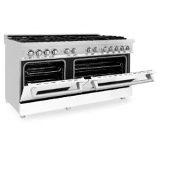 ZLINE 60 In. 7.4 Cu. Ft. Legacy Dual Fuel Range With 9 Burner Gas Cooktop And 2 Electric Convection Ovens In Stainless Steel And White Matte Doors (RA-WM-60)(Zline 60 Legacy Dual Fuel Range Stainless Steel White Matte Ra Wm 60) -Induction Cooktop Store zline professional stainless steel dual fuel range RA WM 60 half open 0a031676 b92f 4f30 aaa6 89b2a5261e64