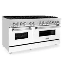 ZLINE 60 In. 7.4 Cu. Ft. Legacy Dual Fuel Range With 9 Burner Gas Cooktop And 2 Electric Convection Ovens In Stainless Steel And White Matte Doors (RA-WM-60)(Zline 60 Legacy Dual Fuel Range Stainless Steel White Matte Ra Wm 60) -Induction Cooktop Store zline professional stainless steel dual fuel range RA WM 60 main