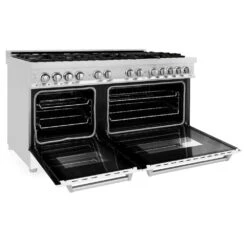 ZLINE 60 In. 7.4 Cu. Ft. Legacy Dual Fuel Range With 9 Burner Gas Cooktop And 2 Electric Convection Ovens In Stainless Steel And White Matte Doors (RA-WM-60)(Zline 60 Legacy Dual Fuel Range Stainless Steel White Matte Ra Wm 60) -Induction Cooktop Store zline professional stainless steel dual fuel range RA WM 60 open 5b1fbbf9 73f0 4bd6 8d56 487c8cca2a60