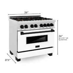 ZLINE Autograph Edition 36 In. 4.6 Cu. Ft. Legacy Dual Fuel Range With 6 Burner Gas Cooktop And Electric Convection Oven In Satin Stainless Steel With White Matte Door And Matte Black Accents (RASZ-WM-36-MB)(Zline Autograph Edition 36 Legacy Dual Fuel Range Satin Stainless Steel White Matte Matte Black Rasz Wm 36 Mb) 39 ZLINE Autograph Edition 36 In. 4.6 Cu. Ft. Legacy Dual Fuel Range With 6 Burner Gas Cooktop And Electric Convection Oven In Satin Stainless Steel With White Matte Door And Matte Black Accents (RASZ-WM-36-MB)(Zline Autograph Edition 36 Legacy Dual Fuel Range Satin Stainless Steel White Matte Matte Black Rasz Wm 36 Mb) -Induction Cooktop Store zline professional stainless steel dual fuel range RASZ WM 36 MB dimensional graphic