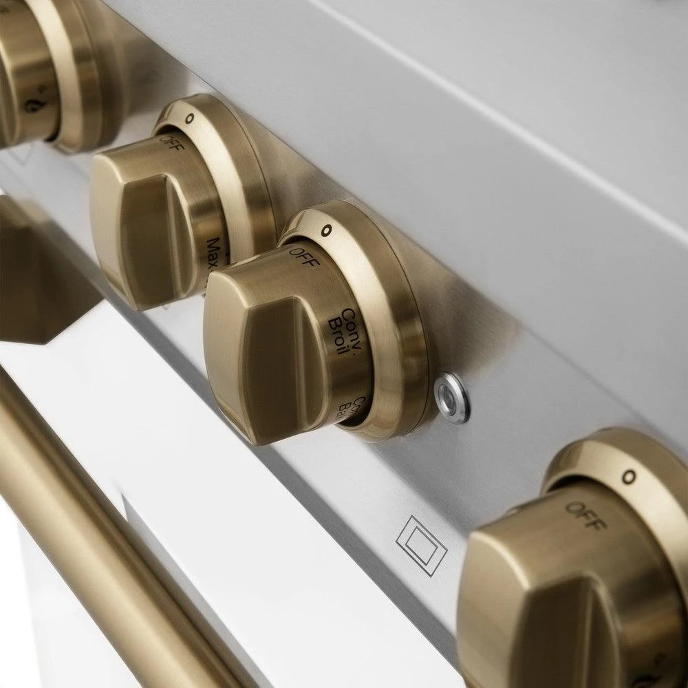 ZLINE Autograph Edition 36 In. Kitchen Package With Stainless Steel Dual Fuel Range With White Matte Door And Range Hood With Champagne Bronze Accents (2AKP-RAWMRH36-CB)(Zline Autograph Edition 36 Kitchen Package Stainless Steel White Matte Champagne Bronze 2akp Rawmrh36 Cb) 4 ZLINE Autograph Edition 36 In. Kitchen Package With Stainless Steel Dual Fuel Range With White Matte Door And Range Hood With Champagne Bronze Accents (2AKP-RAWMRH36-CB)(Zline Autograph Edition 36 Kitchen Package Stainless Steel White Matte Champagne Bronze 2akp Rawmrh36 Cb) - Image 4