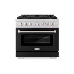 ZLINE 36 In. 5.2 Cu. Ft. Paramount Dual Fuel Range With 6 Burner DuoPro™ Cooktop And Electric Convection Oven With Black Matte Door (PSDR-BLM-36)(Zline 36 Paramount Dual Fuel Range Duopro Stainless Steel Black Matte Psdr Blm 36)