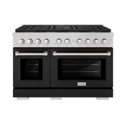 ZLINE 48 In. 6.7 Cu. Ft. Paramount Dual Fuel Range With 8 Burner DuoPro™ Cooktop And Dual Ovens With Black Matte Doors (PSDR-BLM-48)(Zline 48 Paramount Dual Fuel Range Duopro Stainless Steel Black Matte Psdr Blm 48)