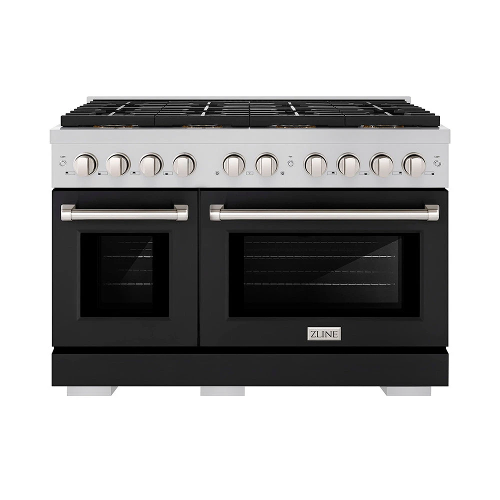 ZLINE 48 In. 6.7 Cu. Ft. Paramount Dual Fuel Range With 8 Burner DuoPro™ Cooktop And Dual Ovens With Black Matte Doors (PSDR-BLM-48)(Zline 48 Paramount Dual Fuel Range Duopro Stainless Steel Black Matte Psdr Blm 48) 1 ZLINE 48 In. 6.7 Cu. Ft. Paramount Dual Fuel Range With 8 Burner DuoPro™ Cooktop And Dual Ovens With Black Matte Doors (PSDR-BLM-48)(Zline 48 Paramount Dual Fuel Range Duopro Stainless Steel Black Matte Psdr Blm 48)