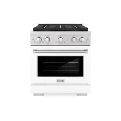 ZLINE 30 In. 4.2 Cu. Ft. Paramount Dual Fuel Range With 4 Burner DuoPro™ Cooktop And Electric Convection Oven With White Matte Door (PSDR-WM-30)(Zline 30 Paramount Dual Fuel Range Duopro Stainless Steel White Matte Psdr Wm 30)