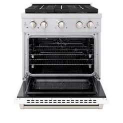 ZLINE 30 In. 4.2 Cu. Ft. Paramount Dual Fuel Range With 4 Burner DuoPro™ Cooktop And Electric Convection Oven With White Matte Door (PSDR-WM-30)(Zline 30 Paramount Dual Fuel Range Duopro Stainless Steel White Matte Psdr Wm 30) 23 ZLINE 30 In. 4.2 Cu. Ft. Paramount Dual Fuel Range With 4 Burner DuoPro™ Cooktop And Electric Convection Oven With White Matte Door (PSDR-WM-30)(Zline 30 Paramount Dual Fuel Range Duopro Stainless Steel White Matte Psdr Wm 30) -Induction Cooktop Store zline professional stainless steel dual fuel range duopro cooktop PSDR WM 30 front open
