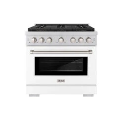 ZLINE 36 In. 5.2 Cu. Ft. Paramount Dual Fuel Range With 6 Burner DuoPro™ Cooktop And Electric Convection Oven With White Matte Door (PSDR-WM-36)(Zline 36 Paramount Dual Fuel Range Duopro Stainless Steel White Matte Psdr Wm 36)
