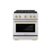 ZLINE Autograph Edition 30 In. 4.2 Cu. Ft. Paramount Dual Fuel Range With 4 Burner DuoPro™ Cooktop And Electric Convection Oven In Stainless Steel With Champagne Bronze Accents (PSDRZ-30-CB)(Zline Autograph Edition 30 Paramount Dual Fuel Range Duopro Stainless Steel Champagne Bronze Psdrz 30 Cb)