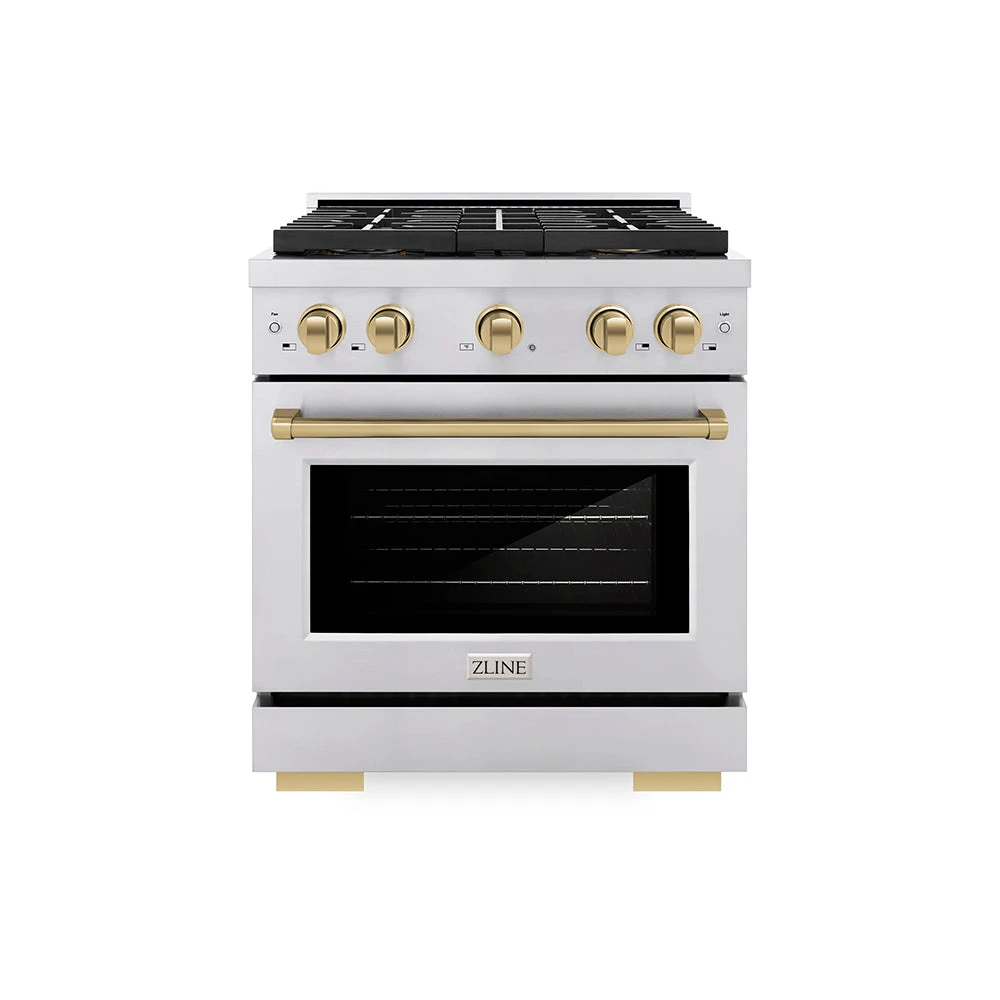 ZLINE Autograph Edition 30 In. 4.2 Cu. Ft. Paramount Dual Fuel Range With 4 Burner DuoPro™ Cooktop And Electric Convection Oven In Stainless Steel With Champagne Bronze Accents (PSDRZ-30-CB)(Zline Autograph Edition 30 Paramount Dual Fuel Range Duopro Stainless Steel Champagne Bronze Psdrz 30 Cb) 1 ZLINE Autograph Edition 30 In. 4.2 Cu. Ft. Paramount Dual Fuel Range With 4 Burner DuoPro™ Cooktop And Electric Convection Oven In Stainless Steel With Champagne Bronze Accents (PSDRZ-30-CB)(Zline Autograph Edition 30 Paramount Dual Fuel Range Duopro Stainless Steel Champagne Bronze Psdrz 30 Cb)