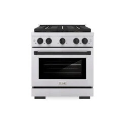 ZLINE Autograph Edition 30 In. 4.2 Cu. Ft. Paramount Dual Fuel Range With 4 Burner DuoPro™ Cooktop And Electric Convection Oven In Stainless Steel With Matte Black Accents (PSDRZ-30-MB)(Zline Autograph Edition 30 Paramount Dual Fuel Range Duopro Stainless Steel Matte Black Psdrz 30 Mb)