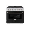 ZLINE 36 In. 5.2 Cu. Ft. Paramount Gas Range With 6 Burner DuoPro™ Cooktop And Convection Gas Oven With Black Matte Door (PSGR-BLM-36)(Zline 36 Paramount Gas Range Duopro Stainless Steel Black Matte Psgr Blm 36)