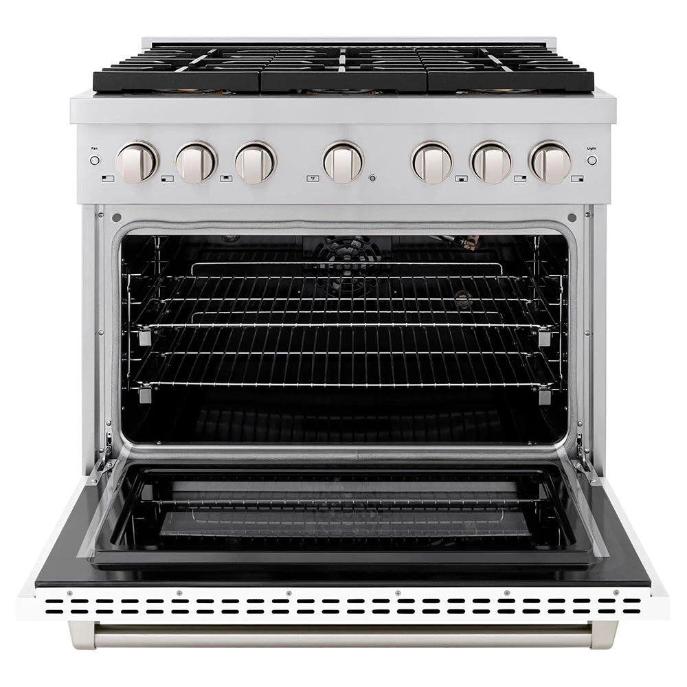 ZLINE 36 In. 5.2 Cu. Ft. Paramount Gas Range With 6 Burner DuoPro™ Cooktop And Convection Gas Oven With White Matte Door (PSGR-WM-36)(Zline 36 Paramount Gas Range Duopro Stainless Steel White Matte Psgr Wm 36) 4 ZLINE 36 In. 5.2 Cu. Ft. Paramount Gas Range With 6 Burner DuoPro™ Cooktop And Convection Gas Oven With White Matte Door (PSGR-WM-36)(Zline 36 Paramount Gas Range Duopro Stainless Steel White Matte Psgr Wm 36) - Image 4