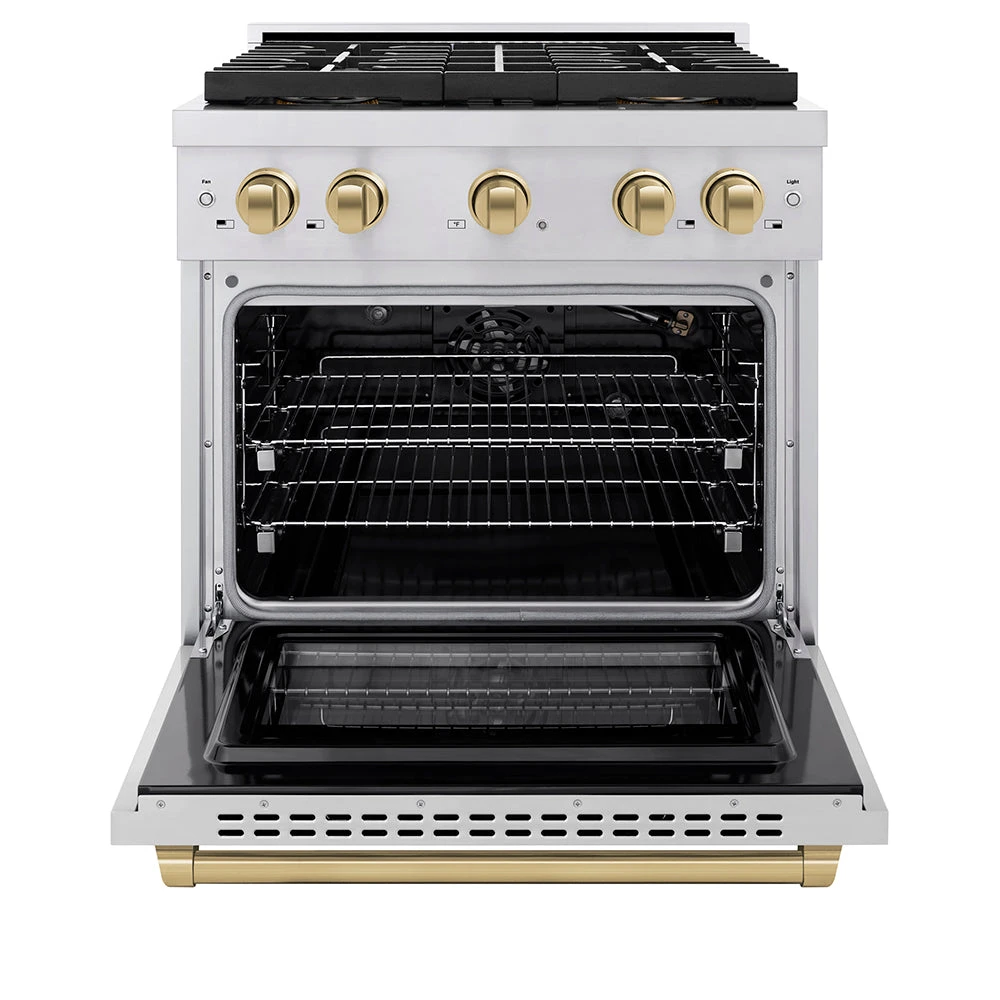 ZLINE Autograph Edition 30 In. 4.2 Cu. Ft. Paramount Gas Range With 4 Burner DuoPro™ Cooktop And Convection Gas Oven In Stainless Steel With Champagne Bronze Accents (PSGRZ-30-CB)(Zline Autograph Edition 30 Paramount Gas Range Duopro Stainless Steel Champagne Bronze Psgrz 30 Cb) 3 ZLINE Autograph Edition 30 In. 4.2 Cu. Ft. Paramount Gas Range With 4 Burner DuoPro™ Cooktop And Convection Gas Oven In Stainless Steel With Champagne Bronze Accents (PSGRZ-30-CB)(Zline Autograph Edition 30 Paramount Gas Range Duopro Stainless Steel Champagne Bronze Psgrz 30 Cb) - Image 3