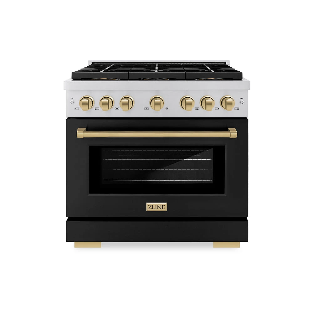 ZLINE Autograph Edition 36 In. 5.2 Cu. Ft. Paramount Gas Range With 6 Burner DuoPro™ Cooktop And Convection Gas Oven With Black Matte Door And Champagne Bronze Accents (PSGRZ-BLM-36-CB)(Zline Autograph Edition 36 Paramount Gas Range Duopro Stainless Steel Black Matte Champagne Bronze Psgrz Blm 36 Cb) 1 ZLINE Autograph Edition 36 In. 5.2 Cu. Ft. Paramount Gas Range With 6 Burner DuoPro™ Cooktop And Convection Gas Oven With Black Matte Door And Champagne Bronze Accents (PSGRZ-BLM-36-CB)(Zline Autograph Edition 36 Paramount Gas Range Duopro Stainless Steel Black Matte Champagne Bronze Psgrz Blm 36 Cb)