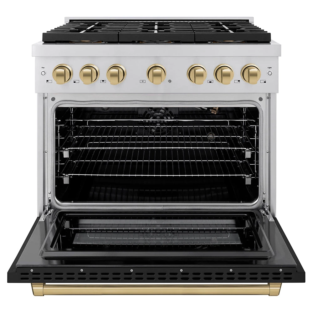 ZLINE Autograph Edition 36 In. 5.2 Cu. Ft. Paramount Gas Range With 6 Burner DuoPro™ Cooktop And Convection Gas Oven With Black Matte Door And Champagne Bronze Accents (PSGRZ-BLM-36-CB)(Zline Autograph Edition 36 Paramount Gas Range Duopro Stainless Steel Black Matte Champagne Bronze Psgrz Blm 36 Cb) 3 ZLINE Autograph Edition 36 In. 5.2 Cu. Ft. Paramount Gas Range With 6 Burner DuoPro™ Cooktop And Convection Gas Oven With Black Matte Door And Champagne Bronze Accents (PSGRZ-BLM-36-CB)(Zline Autograph Edition 36 Paramount Gas Range Duopro Stainless Steel Black Matte Champagne Bronze Psgrz Blm 36 Cb) - Image 3